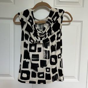 Michael Kors black and white sleeveless blouse, small petite